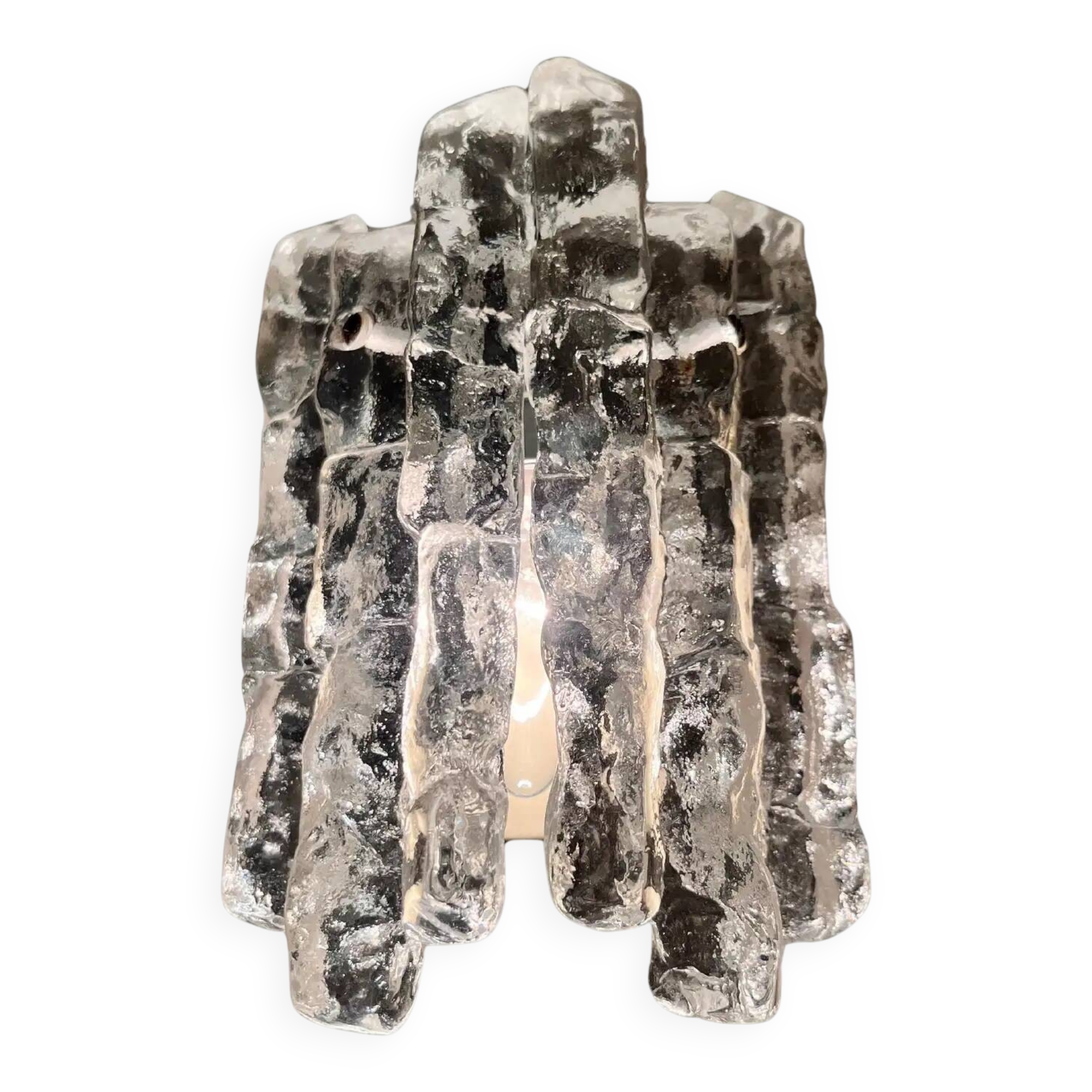 Pair of midcentury wall lamps Kalmar, ice glass, Austria, 1960s