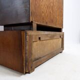 Vitrine cintrée en bois et porte vitrée - années 1950