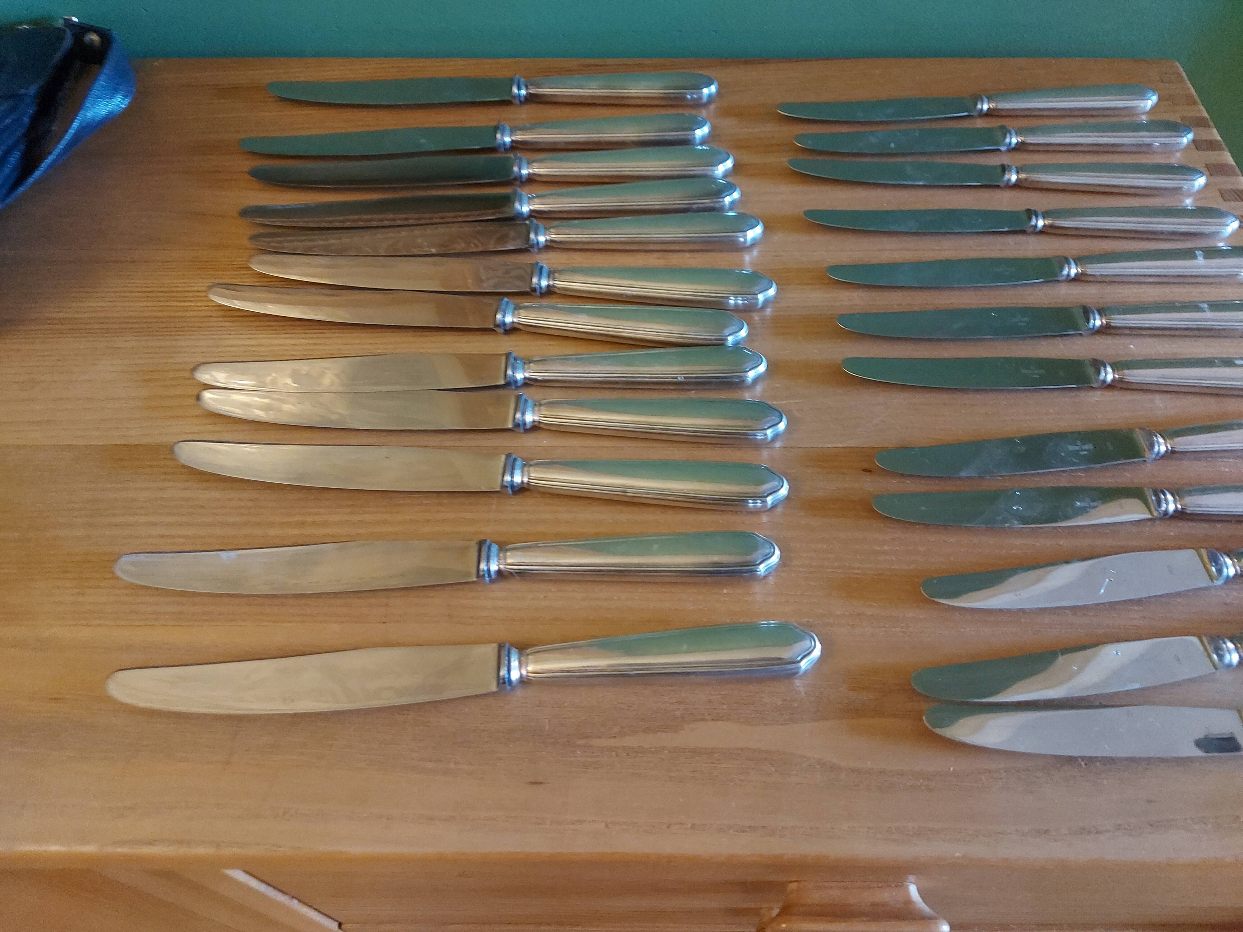 Box 24 silver metal knives, Ravinet Denfert