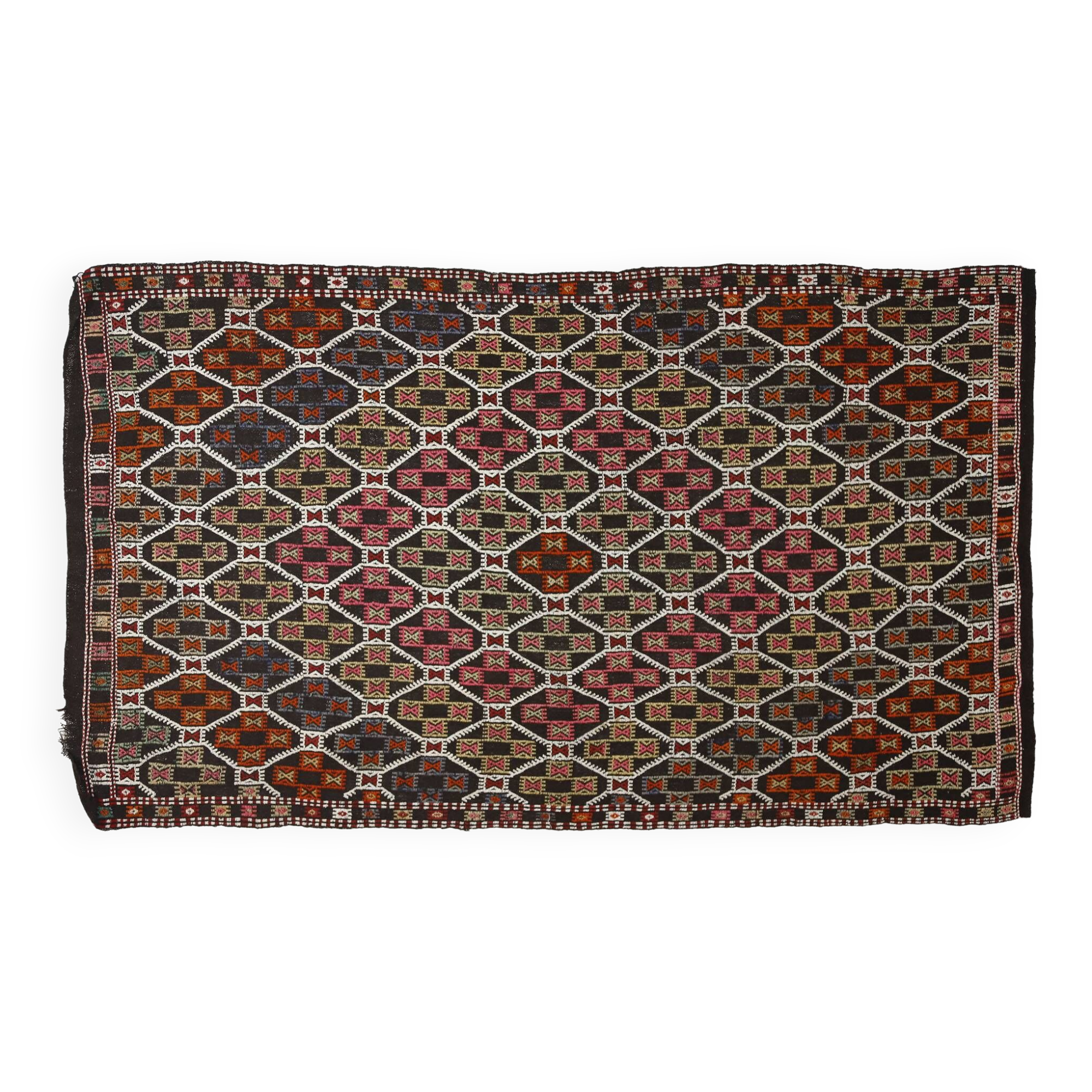 Area kilim rug ,vintage wool turkish handknotted kilim, 300 cmx 165 cm rug