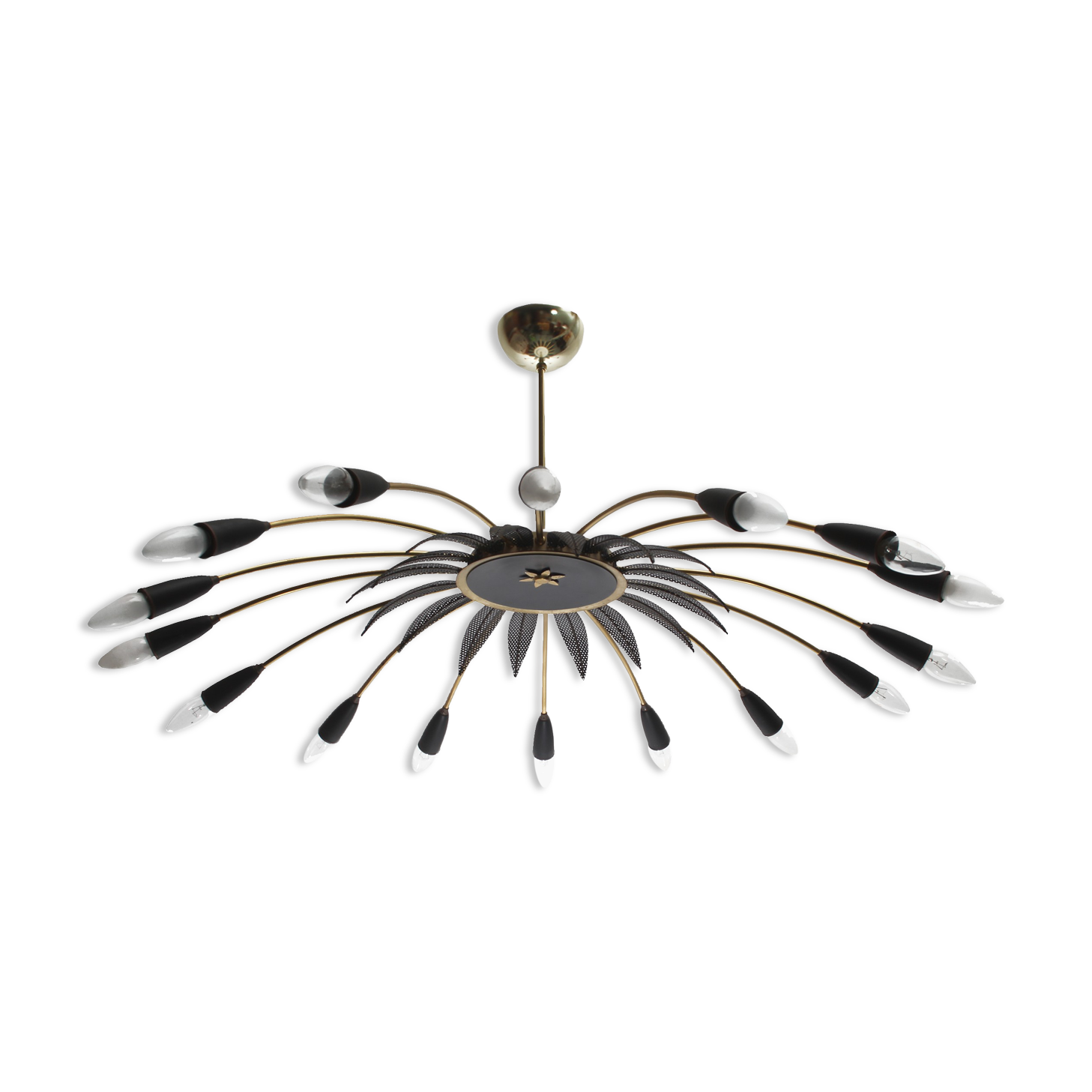 1950s chandelier in brass for 16 bulbs, diameter 100cm