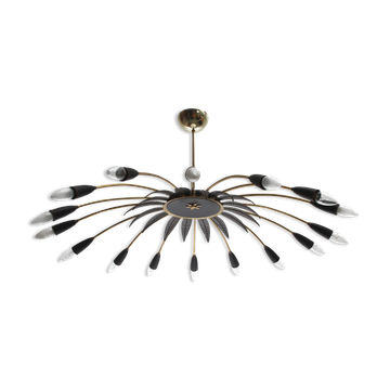 1950s chandelier in brass for 16 bulbs, diameter 100cm