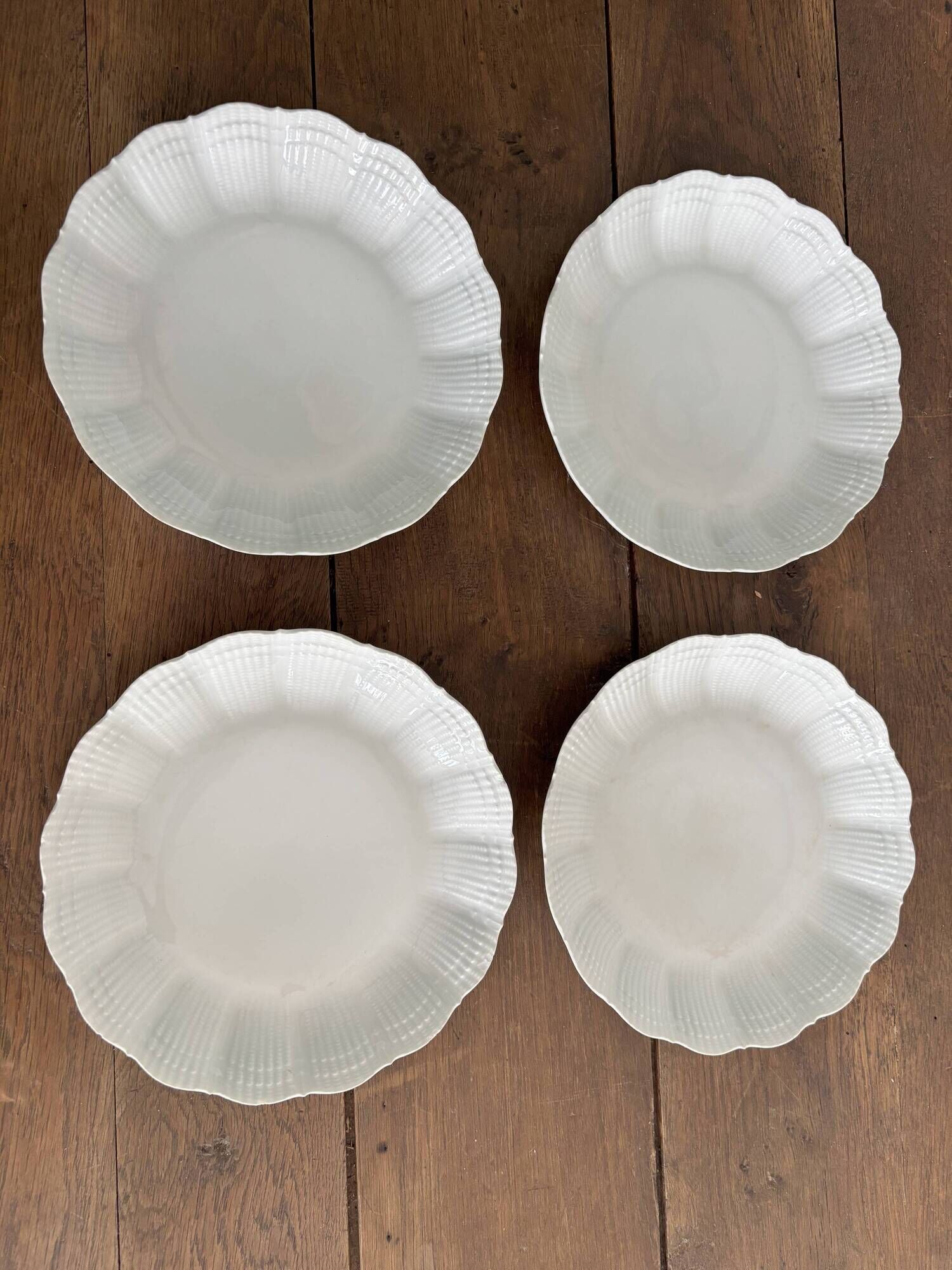 Set of 4 white porcelain deep plates – Giraud Limoges – 21.5