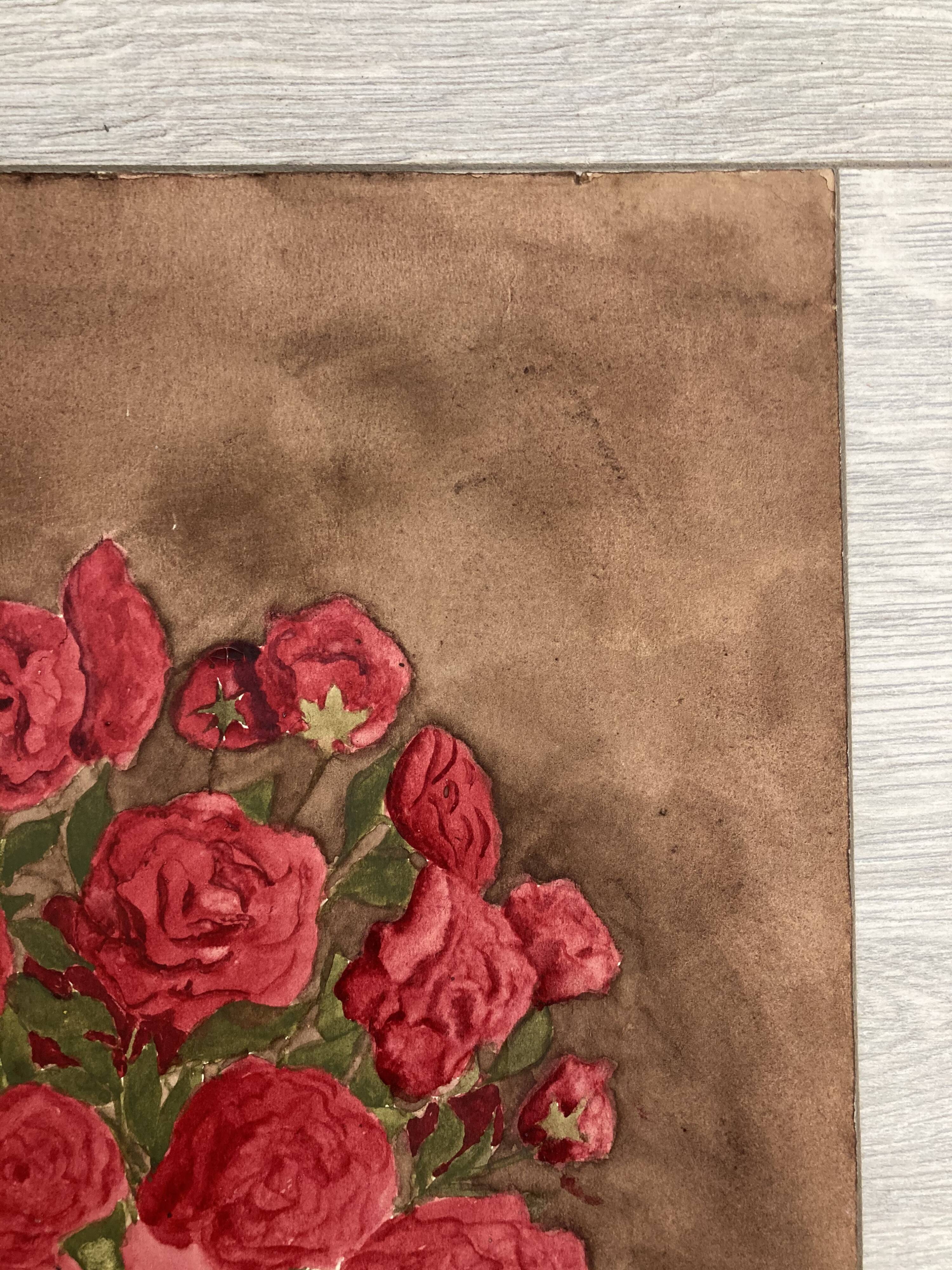 Watercolor with bouquet of roses