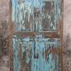 Cabinet 4 solid doors in blue patinated wood