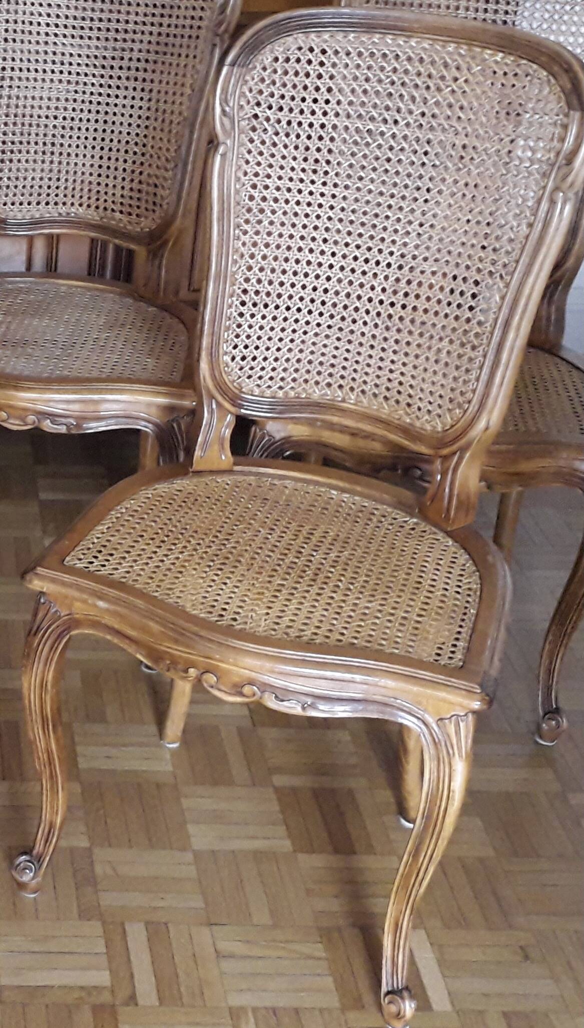 Lot de 6 chaises bois cannage