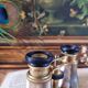 Theater binoculars in mother-of-pearl and brass, 19th century