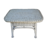 Vintage white rattan coffee table.