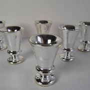Set of six Amalgam Glass Goblets, Biedermeier, Peasant Silver, Circa 1860's.
