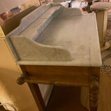 Bathroom cabinet in oak and antique marble