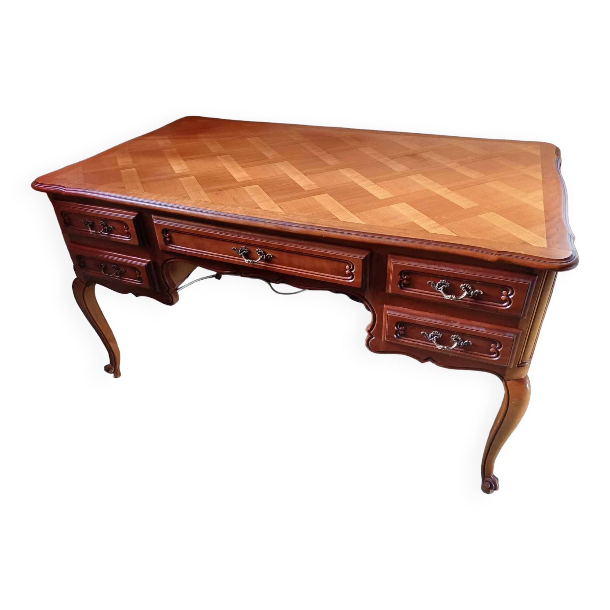 Louis xv style desk with its glass top