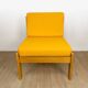 Pair of vintage Scandinavian armchairs in pine and fabric.