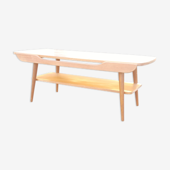 Table basse scandinave teck plateau amovible