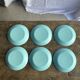 Set of 6 vintage turquoise blue dessert plates D18