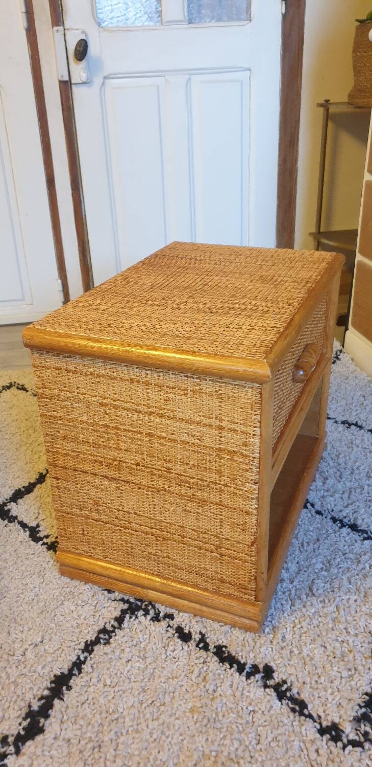 Pair of rattan bedside tables