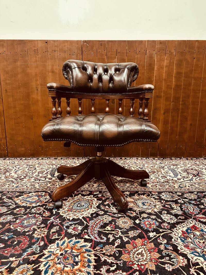 English Brown Chesterfield Captain Chair