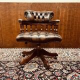 English Brown Chesterfield Captain Chair