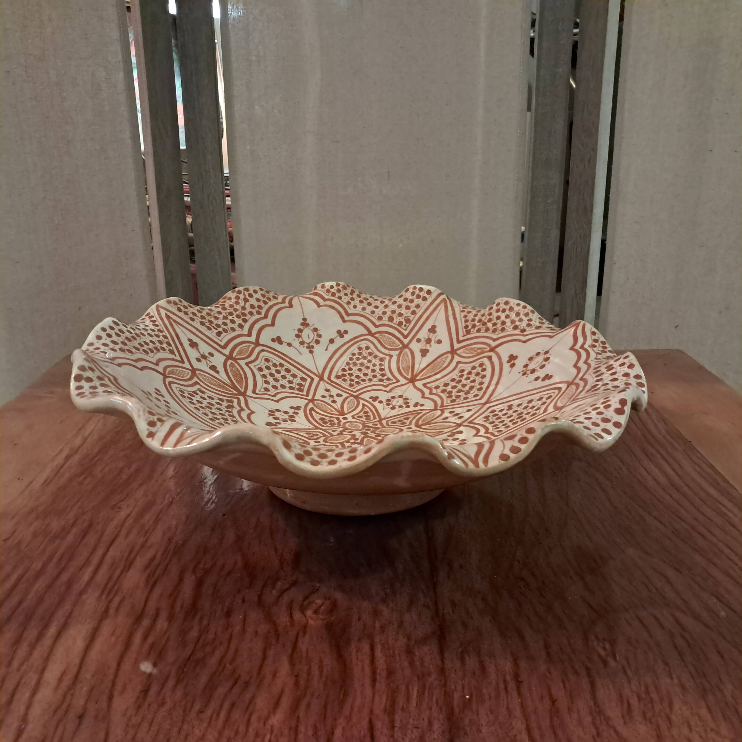 Moroccan handmade terracotta dish/salad bowl