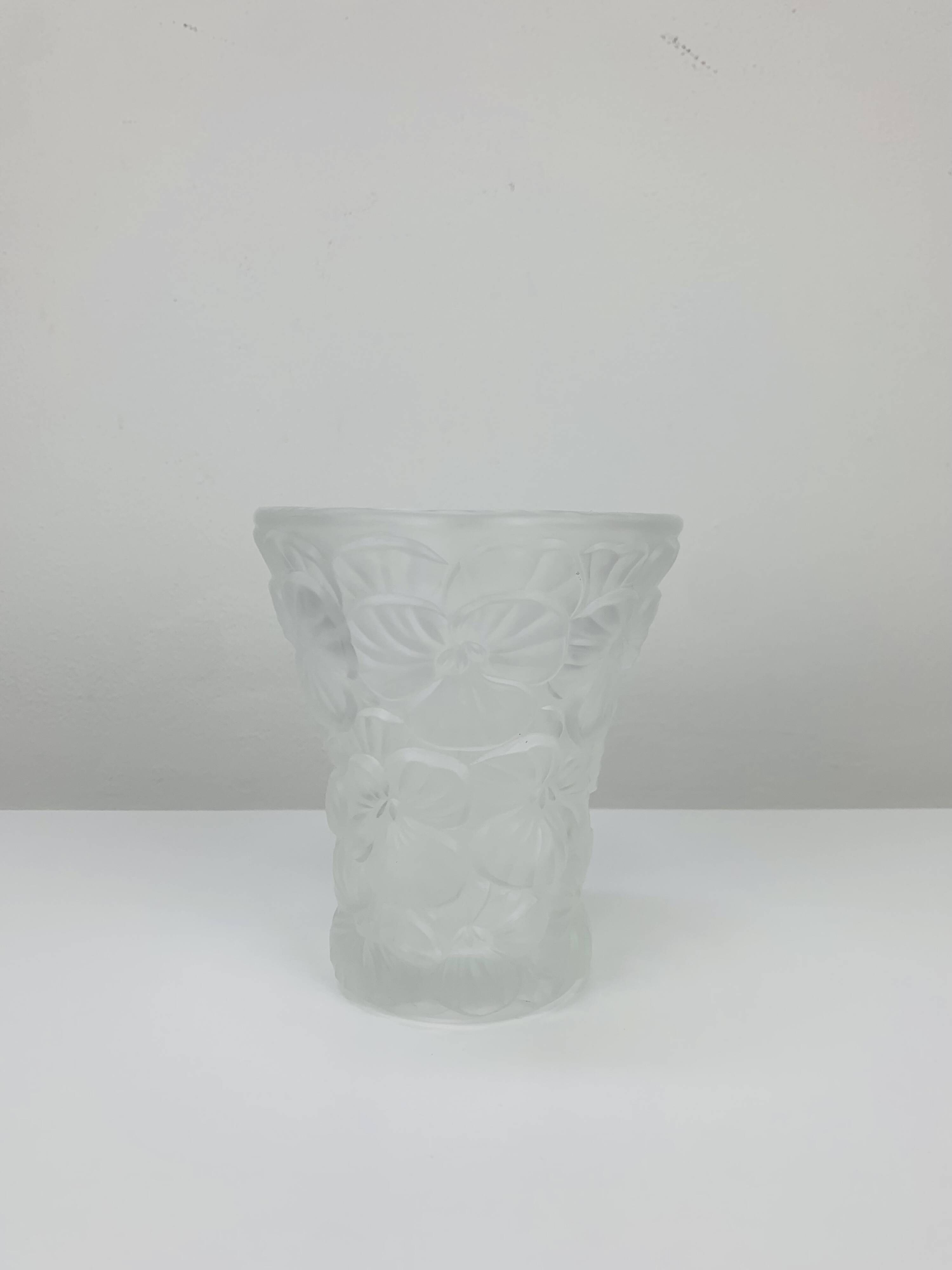 Vase "pansies" by Josef Inwald, molded pressed glass, art deco