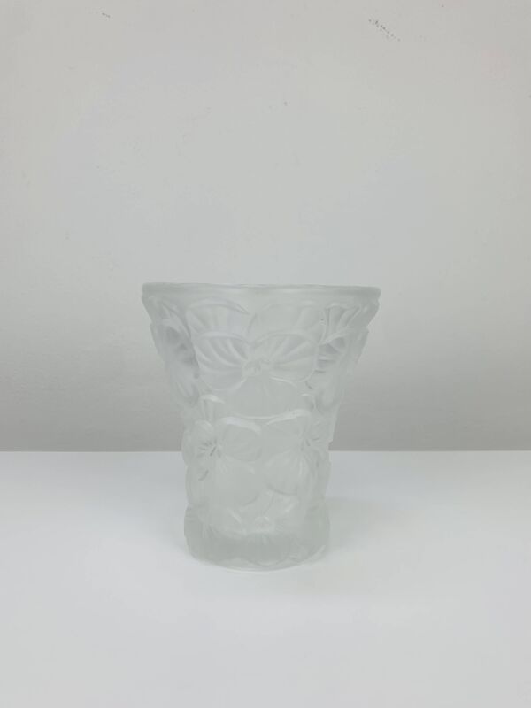 Vase ''pensées'' par Josef Inwald, verre pressé moulé, art déco