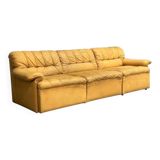 Yellow leather lounge sofa by Laauser, 1970s