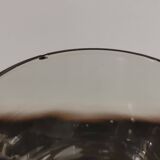 9 white wine glasses on vintage Luminarc smoked black stem