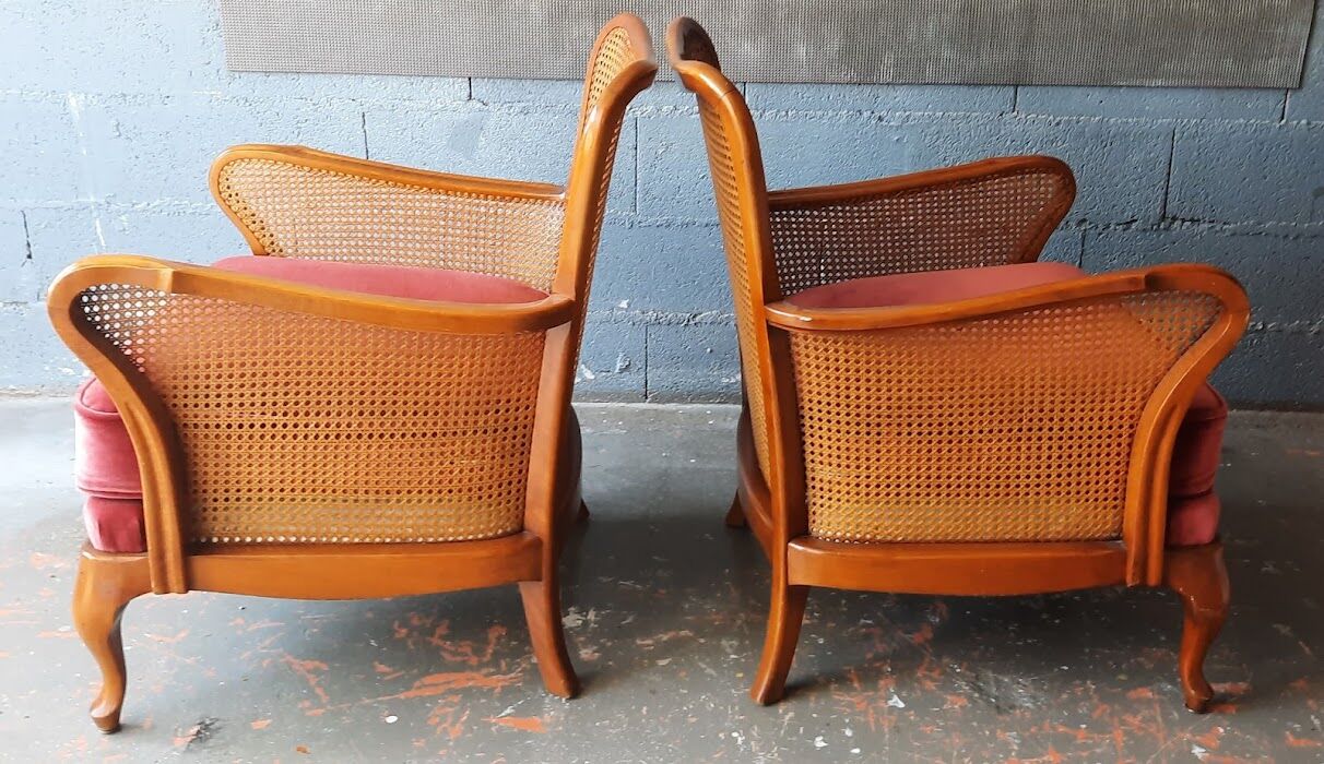Pair of vintage canned armchairs