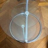Table en verre et inox  3 plateaux dépliants