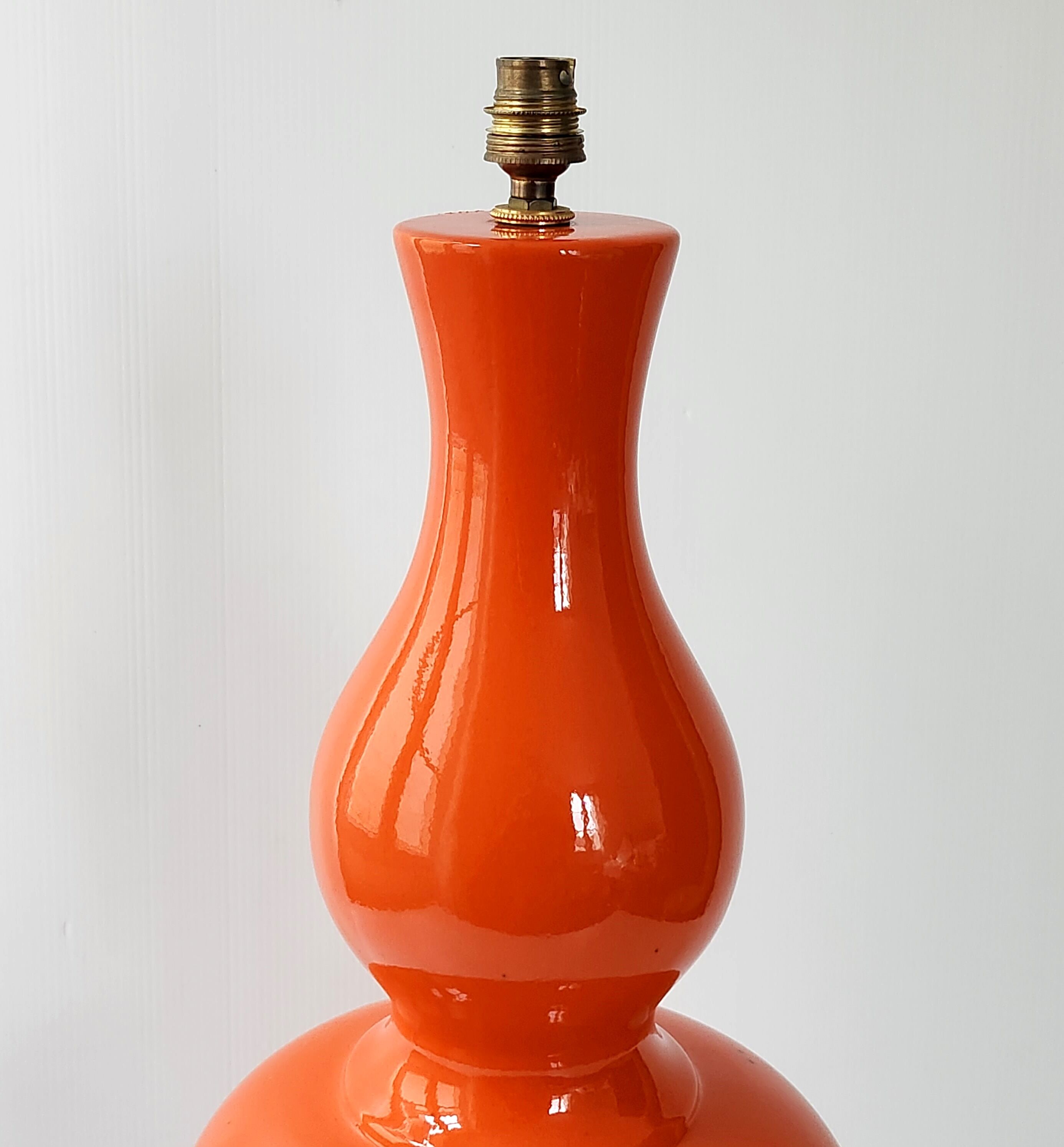 Vintage lamp foot 1960 ceramic orange