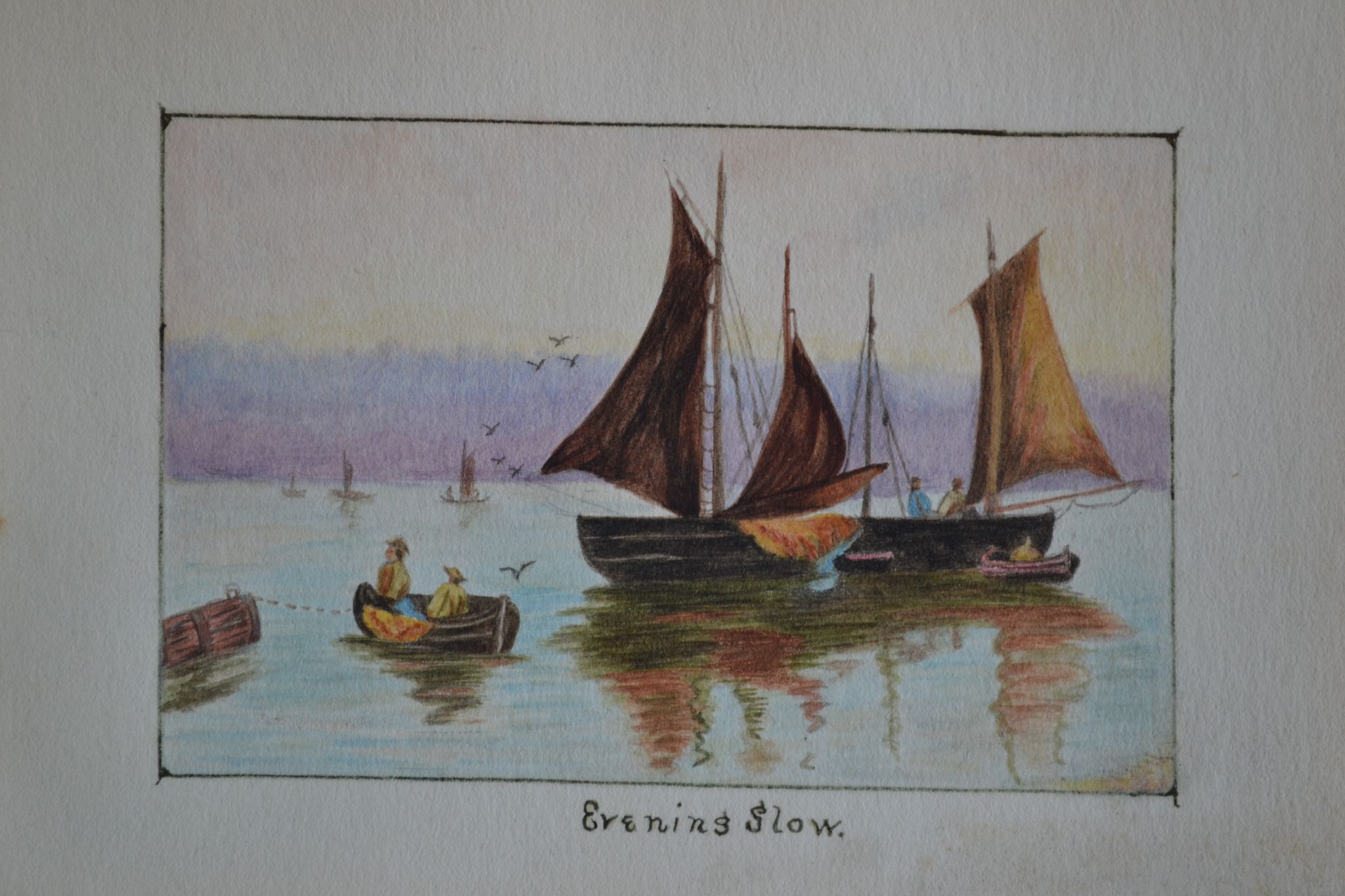 Pencil drawing circa 1910 evening glow