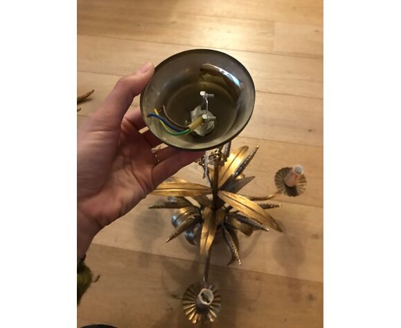 Chandelier and pair of wall sconces of wheat