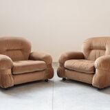 Pair of chenille armchairs 1970
