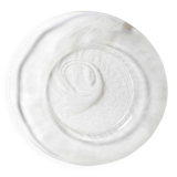 Vintage Swirl Design Glass Platter / Minimalist White Centerpiece / Italy