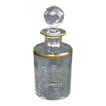 Baccarat bottle model Nancy, cut crystal with gold trim, before 1936.
