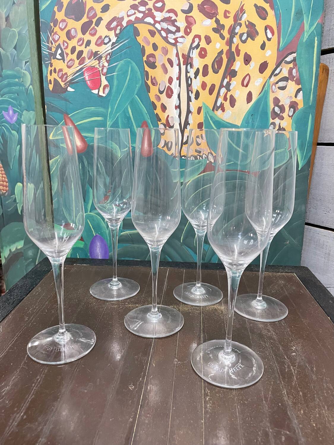 6 Baccarat champagne flutes, grand siècle crystal, Laurent Perrier
