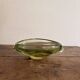 Old Pocket Bowl Fruit Dish Green Olive Crystal Bohemian Czechoslovakian