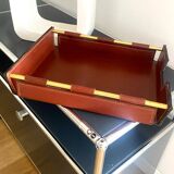 Vintage leather and brass office mail holder by Longchamp
