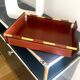 Vintage leather and brass office mail holder by Longchamp