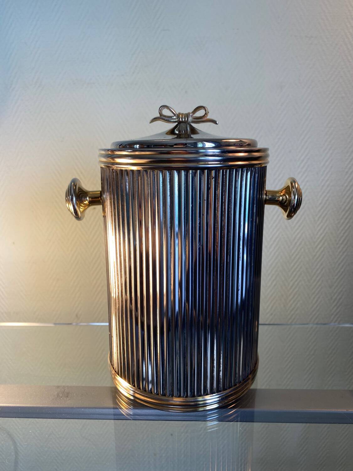 70s silver metal ice bucket