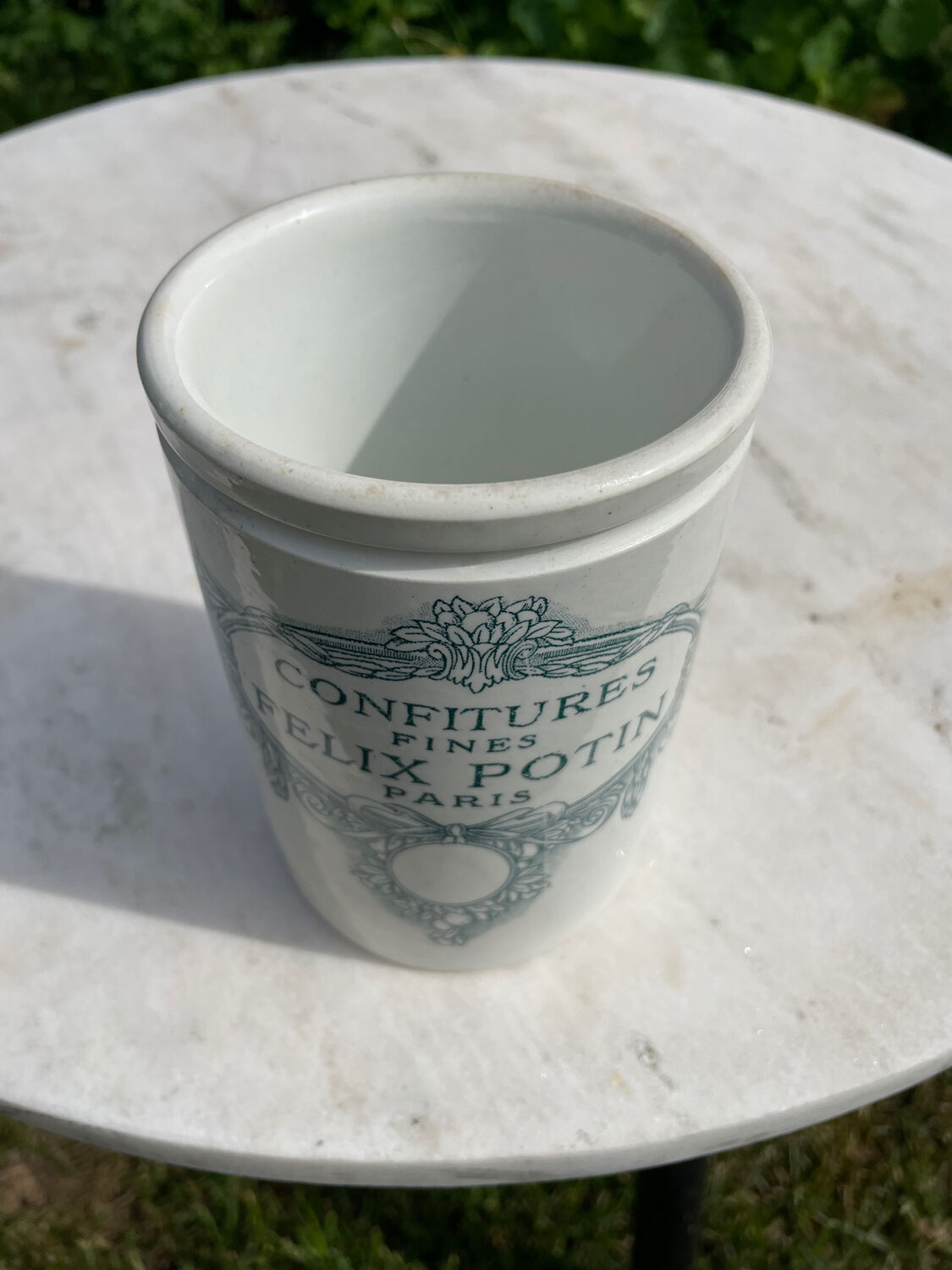 Pot à confiture en gres blanc Félix Potin