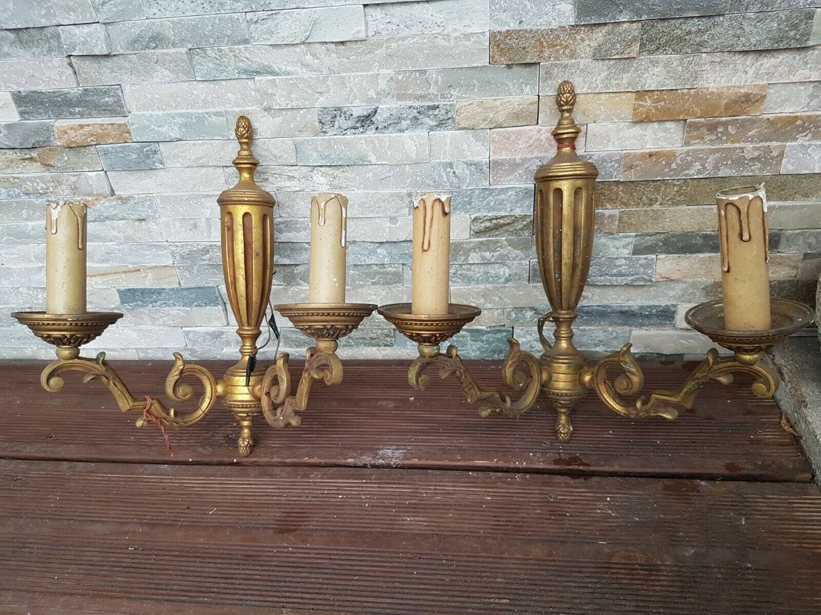 Pair of bronze wall appliques