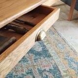 Solid oak farmhouse table, gilded and patinated, two drawers, 260 x 100 cm