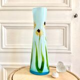 Vase opalin soliflore décor fleurs