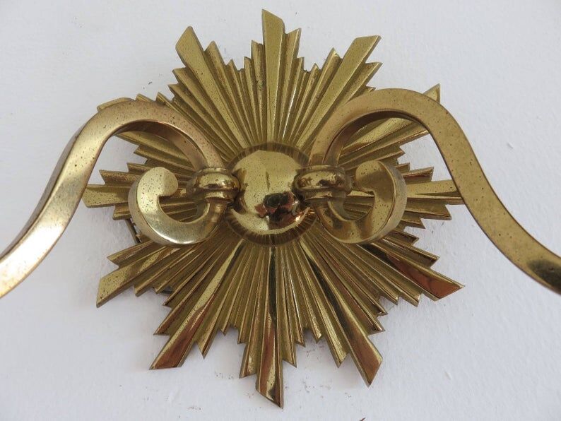 Wall lamp "little sun" in 70s golden brass