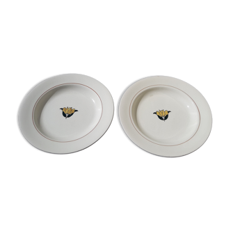 Set de 2 assiettes creuses en faïence de Salins modèle Lucien diam 24,5 cm