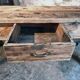 Vintage French pine work table, 1930s industrial kitchen island with drawer and casters