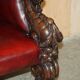 Canapé Chesterfield victorien en cuir avec têtes de lion sculptées