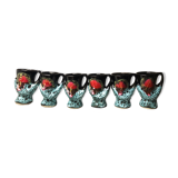 Old coquetiers signed Vallauris Turquoise and Red