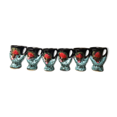 Old coquetiers signed Vallauris Turquoise and Red