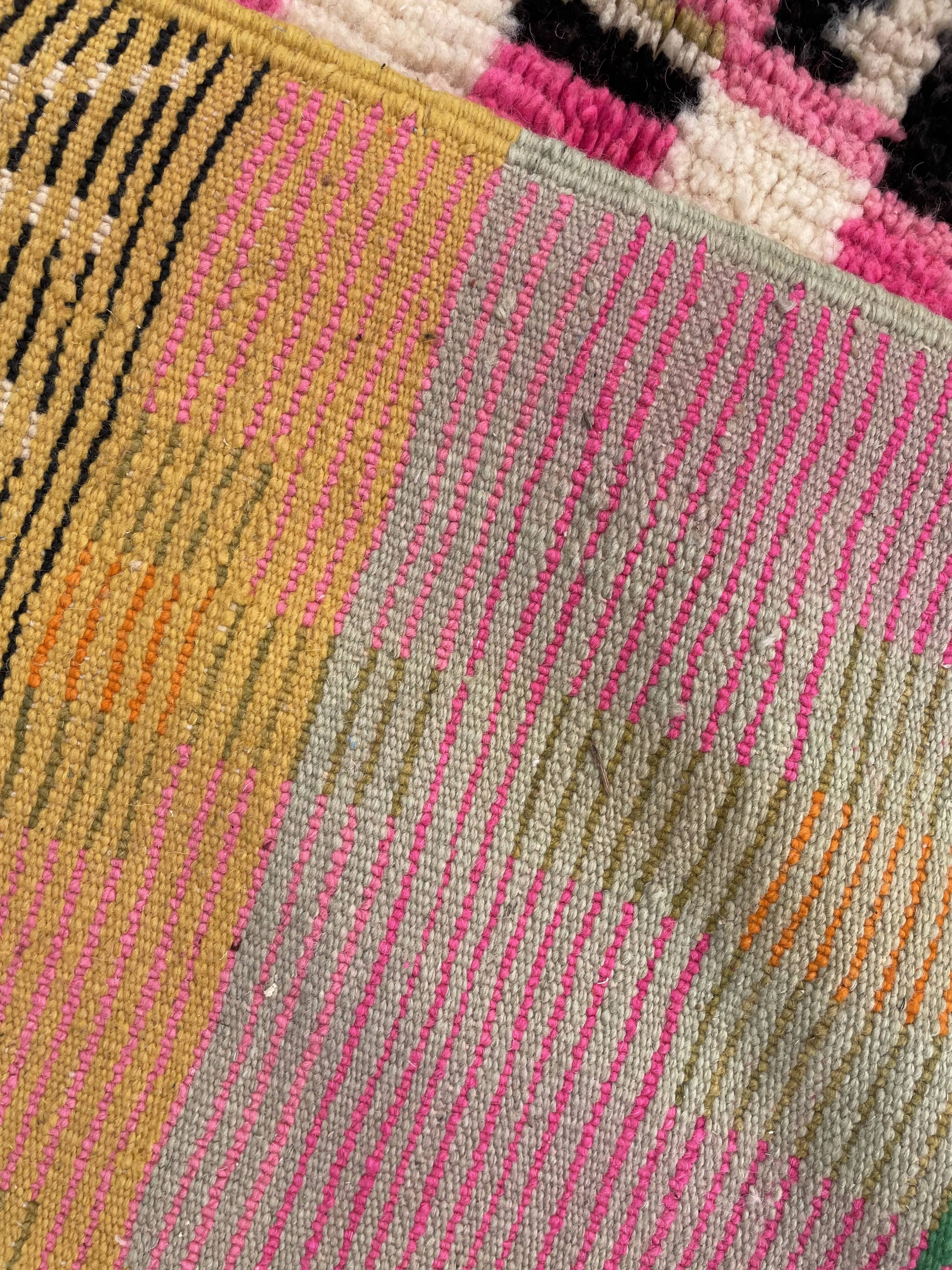 Large pink berber rug in wool boujad new 200x310 cm